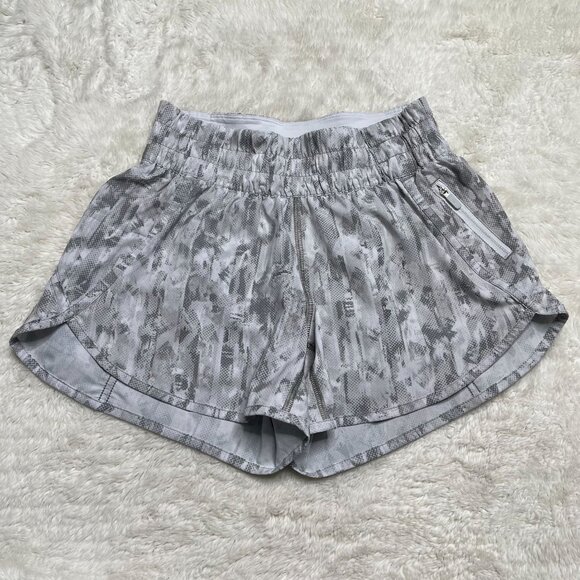Lululemon #LW7AQQS Women's Grey White Track That Mid-Rise Shorts Size 4 - Picture 3 of 6